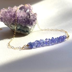 Tanzanite Dainty Necklace 14K Gold-Fill Chain